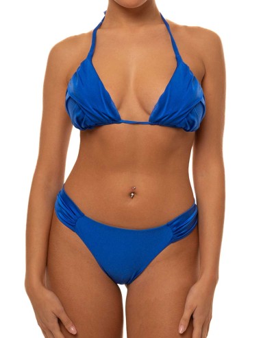 Bikini Triangolino Effetto Plissé con slip o brasiliana | Blue Oltremare