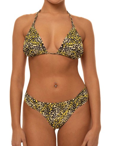 Bikini Triangolino Effetto Plissé con slip o brasiliana | Maculatino sfondo giallo
